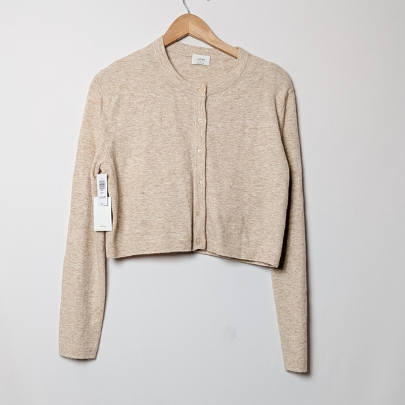 NWT WILFRED Sicily Set Cardigan Bustier Tank Top Heather Tannin Aritzia - Picture 12 of 15